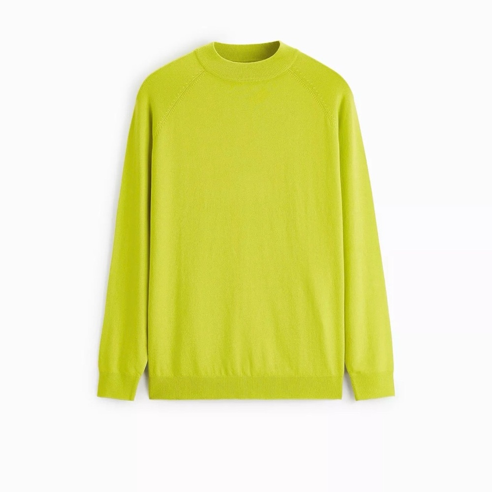 ☘️ Zara Men's Bright Green Crewneck Sweater- M